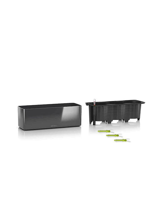 Lechuza Cube Glossy Triple Auto-udare Planter Box Plastic Negru 14x40x13.5cm.