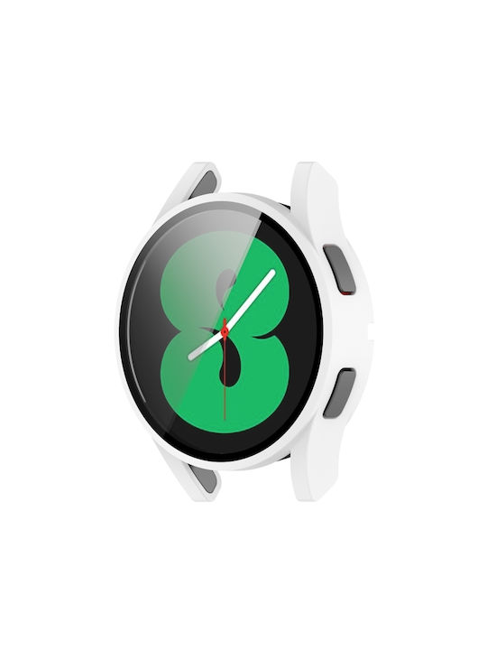 Plastikhülle mit Glas in Weiß Farbe für Galaxy Watch 4 40mm