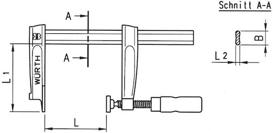 Wurth 071467550 Klemme Schwere Ausführung Typ "F" mit maximaler Öffnung von 500mm mm
