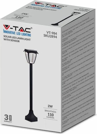 V-TAC Led Garten 2w Schwarz Solarleuchte Boden Column 2W 110lm mit Natürliches Weiß Licht 4000K IP65 94cmx94cmx15cmcm