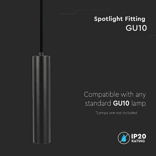 V-TAC Pendant Light Black with Socket GU10 6x30x30cm
