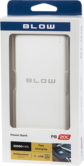 Blow PB20C Power Bank 20000mAh 15W mit 2 USB-A Anschlüssen Weiß