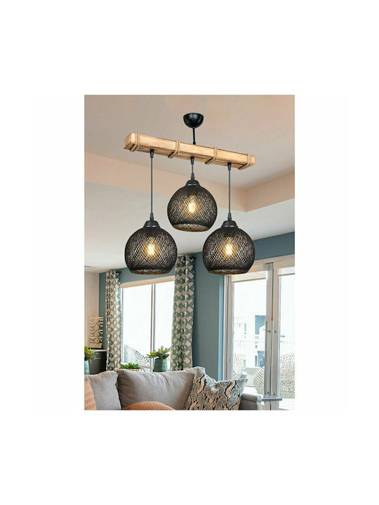 Pakketo PWL-1120 Pendant Light Black Boho with Rope for Socket E27 50x20x63cm