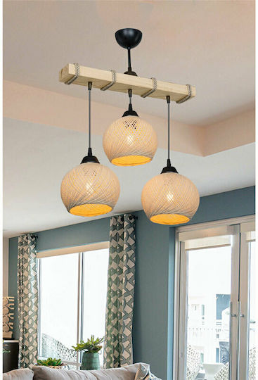 Pakketo PWL-1120 Pendant Light Beige Boho with Rope for Socket E27 50x20x63cm