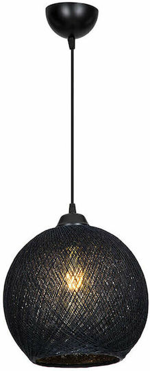 Pakketo PWL-1113 Pendant Light Black Boho with Rope for Socket E27 26x26x26cm