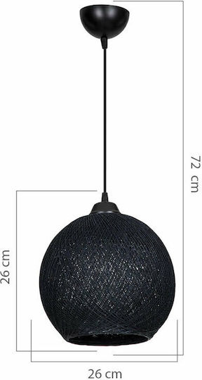 Pakketo PWL-1113 Pendant Light Black Boho with Rope for Socket E27 26x26x26cm