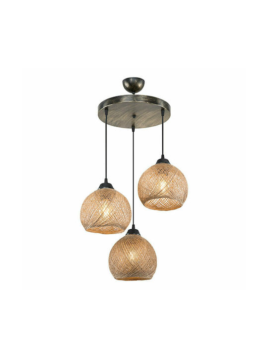 Pakketo PWL-1121 Pendant Light Three-Light for Socket E27 Brown