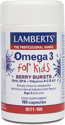 Lamberts Omega 3 For Kids Berry Bursts Fischöl Geeignet für Kinder 100 Mützen Stachelbeere