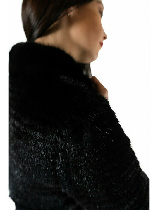 1083A WOMEN'S JACKET NATURAL MINK MINK FUR BLACK WHITE