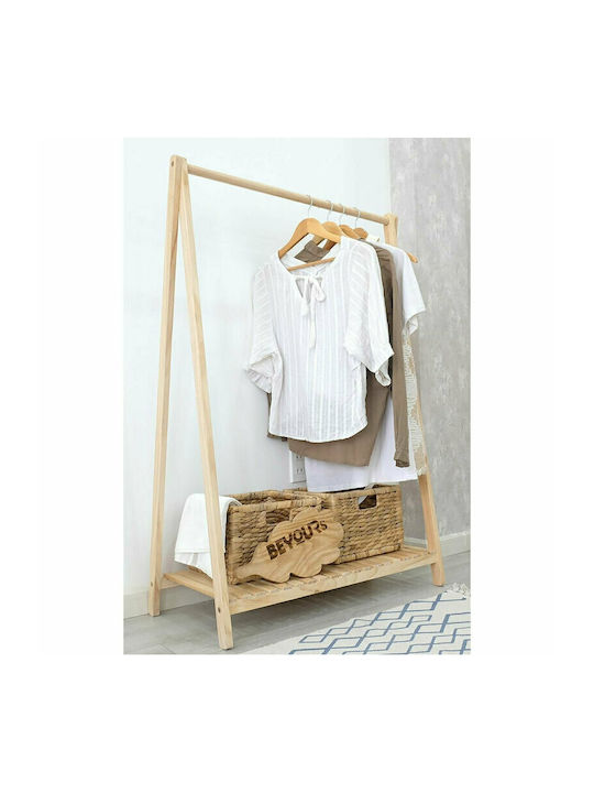 Pakketo Leone Floor Garment Rack made of Wood Beige 86x38x125cm