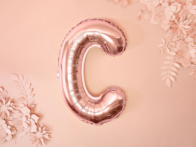 Letter C Foil Balloon Pink Gold Foil, 35cm, 1 pc.