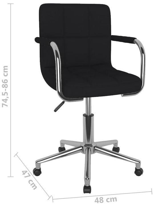 Rotativă Scaun Vizitator cu Brațe & Roți Negru 48x47x74.5cm 1buc