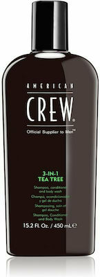 American Crew 3 in 1 Tea Tree Cremiges Schaumbad für Männer für E-Commerce-Website und Haar (1x450ml) 450ml