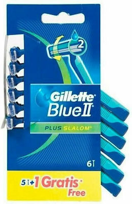 Gillette Plus Disposable Razors with 2 Blades & Lubricating Tape 6pcs