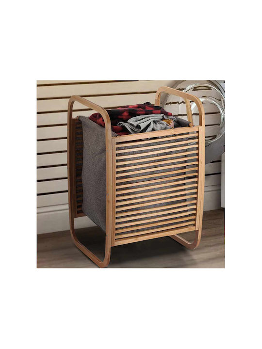 Bakaji 8054143013160 Καλάθι Απλύτων Bamboo με Καπάκι 40x35x71cm Καφέ