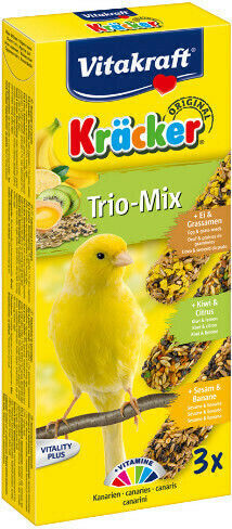 Vitakraft Kräcker Trio-Mix Vogelfutter in Stick für Kanarische Inseln Sticks Honig / Sesam 3 Stück 100g