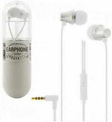 WK Wi80 In-ear Handsfree με Βύσμα 3.5mm Λευκό