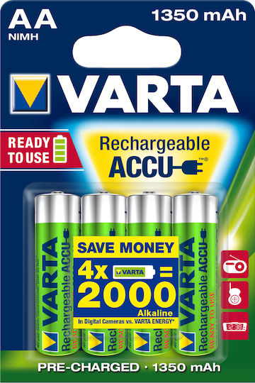 Varta Rechargeable Accu Επαναφορτιζόμενες Μπαταρίες AA Ni-MH 1350mAh 1.2V 4τμχ