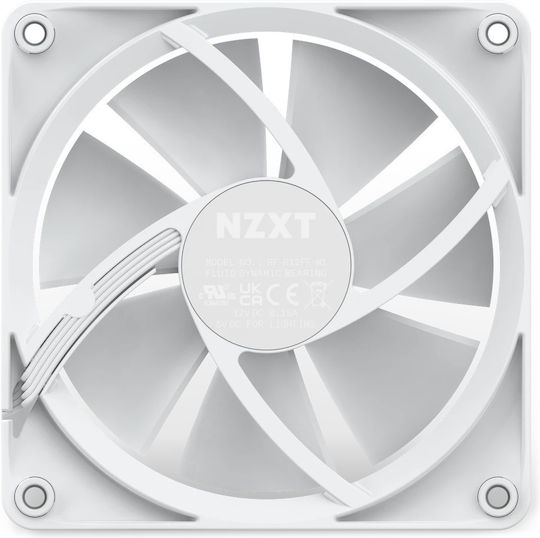 NZXT F120 Case Fan (1800rpm / 50.18cfm) with RGB Lighting and 4-Pin PWM Connection White
