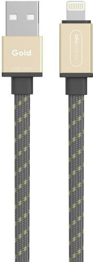 Allocacoc Flach USB-A zu Lightning Kabel Gold 1.5m (10761/LGHTGD)