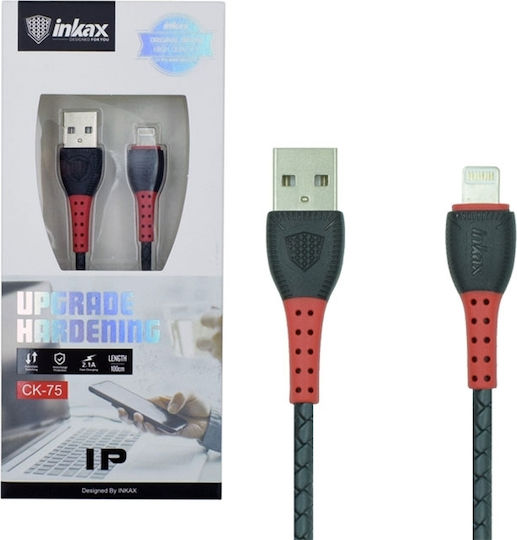 Inkax CK-75 Braided USB to Lightning Cable Κόκκινο 1m