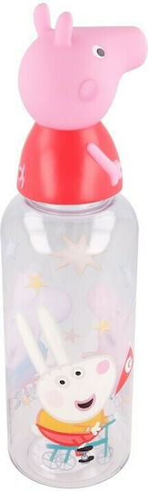 Stor 530- Kinderflasche Peppa Schwein Kunststoff mit Strohhalm 560ml