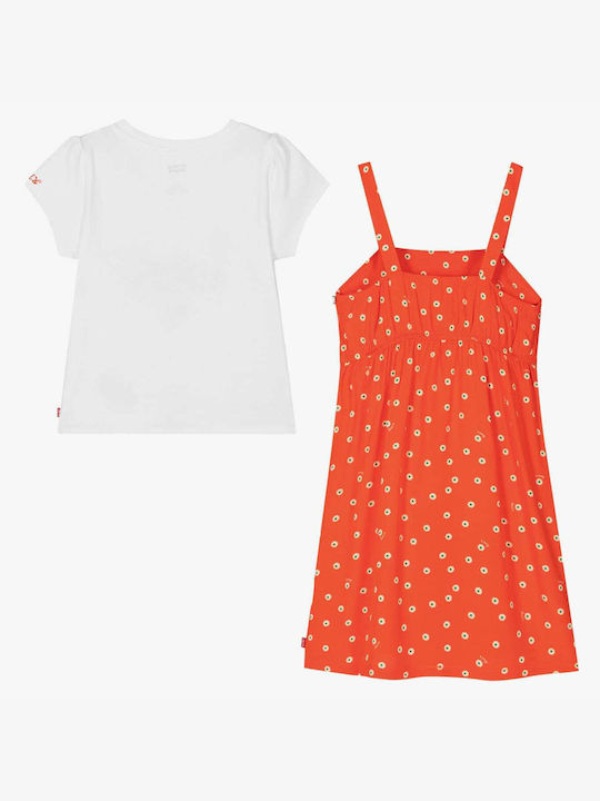 Levis Dress Dress & Tee Shirt Set 4EE395-R0U Orange Girl