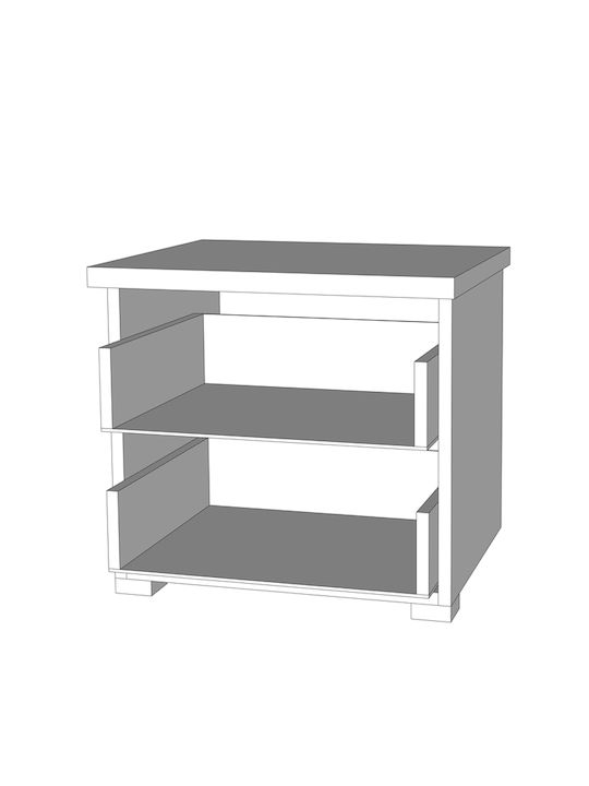 Bedside Table Kent No Wooden Grey Oak White Oak 44.5x33.5x43cm