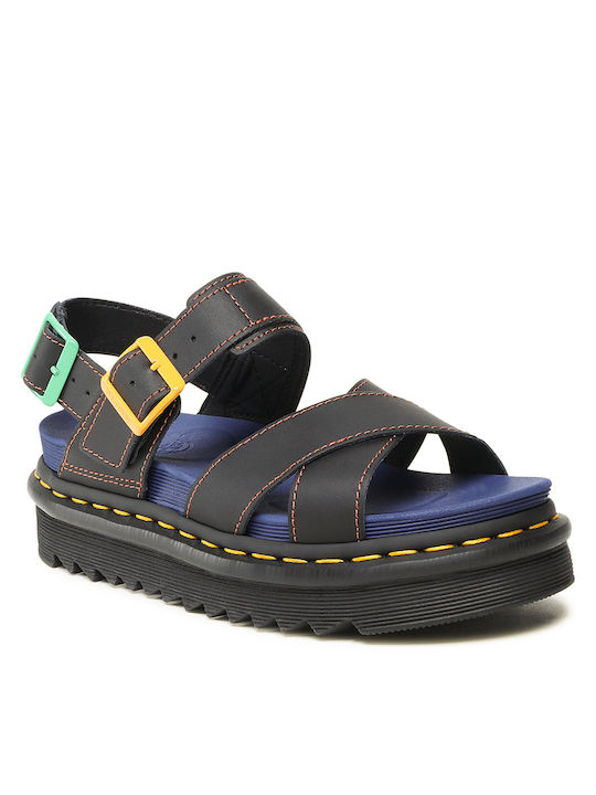 Dr. Martens Voss II Damen Flache Sandalen Flatforms in Schwarz Farbe