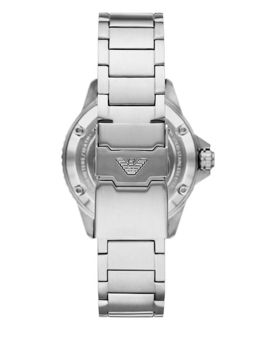 Emporio Armani Diver Men's Watch 42mm Automatic with Silver Metal Bracelet