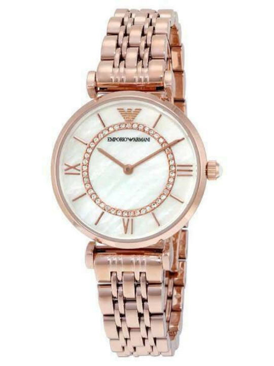 Emporio Armani Gianni Γυναικείο Ρολόι 32mm Μπαταρίας με Ροζ Χρυσό Μεταλλικό Μπρασελέ