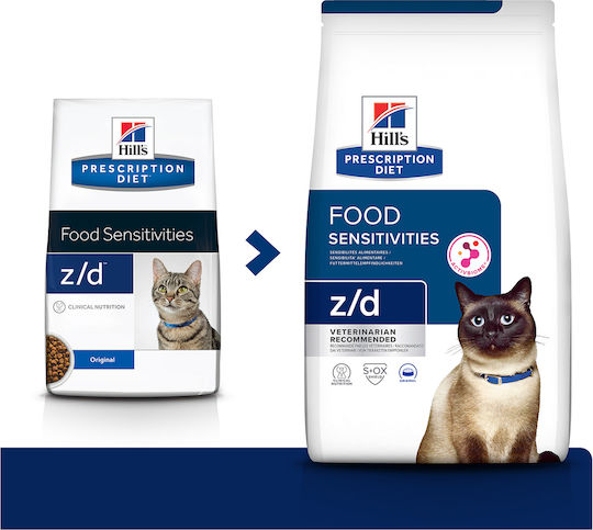 Hill's Prescription Diet Z/D Food Sensitivies Active Biome Dry Food Gluten-Free for Adult Cats with Meat 1.5kg