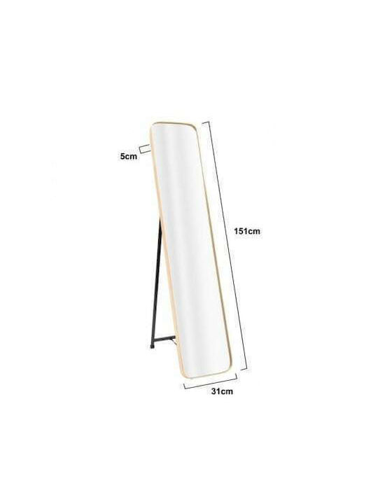 Inart Boden- oder Standspiegel mit Gold Holzrahmen 151x30,5cm