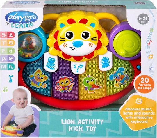 Playgro Музикален инструмент Lion Activity Kick Toy Piano с музика и светлина за 12++ месеца