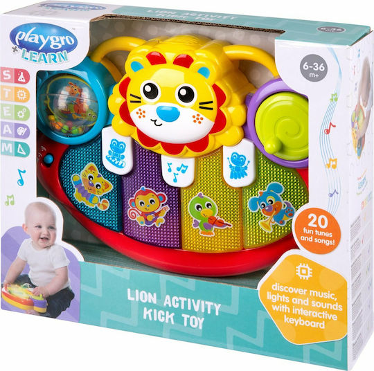 Playgro Музикален инструмент Lion Activity Kick Toy Piano с музика и светлина за 12++ месеца