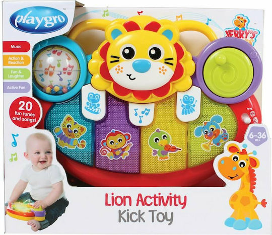 Playgro Музикален инструмент Lion Activity Kick Toy Piano с музика и светлина за 12++ месеца