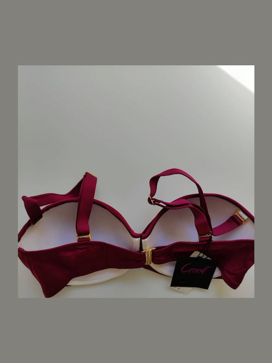 Strapless Bikini Top D Cup με Ενίσχυση Μπορντό