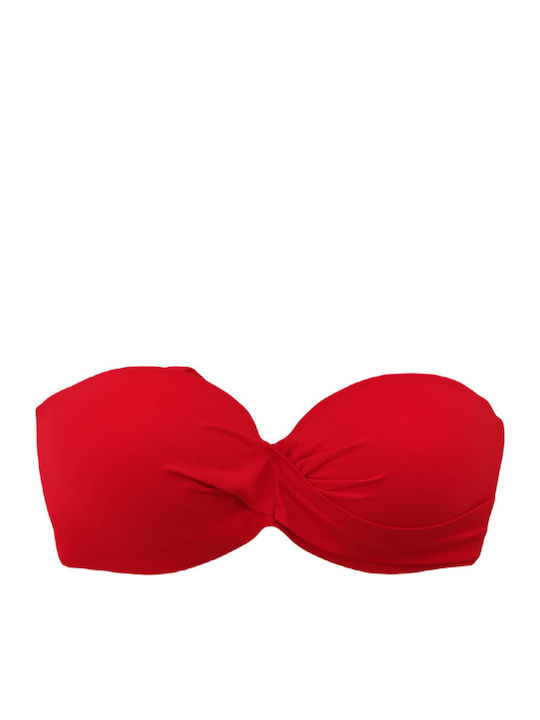 Strapless Bikini Top E Cup With Padding Red