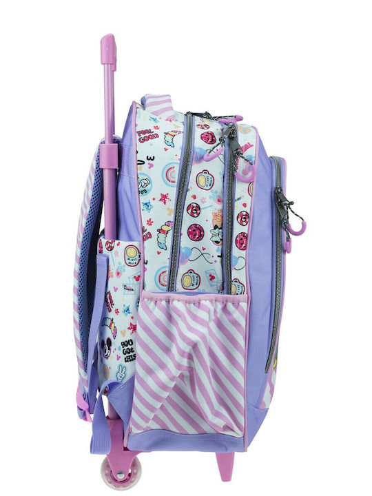 Gim Backpack School Bag Trolley Elementary, Elementary Purple with Water Bottle Holder