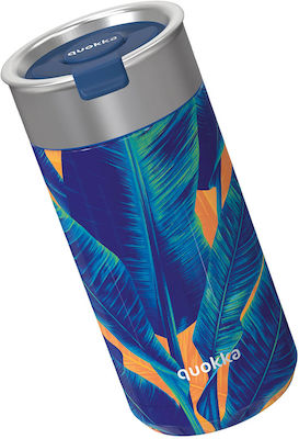 Quokka Tumblers Bottle Thermos Stainless Steel BPA Free Blue Jungle 400ml with Mouthpiece 40070