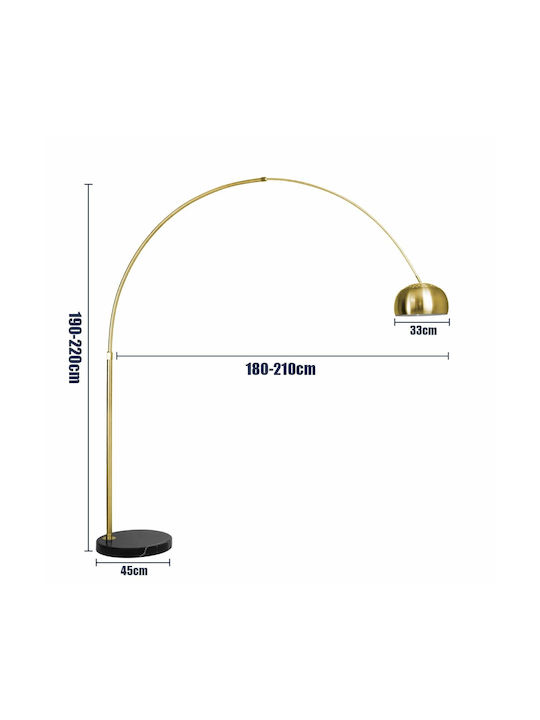 GloboStar Prague Stehleuchte H220xB210cm. mit Fassung für Lampe E27 Gold