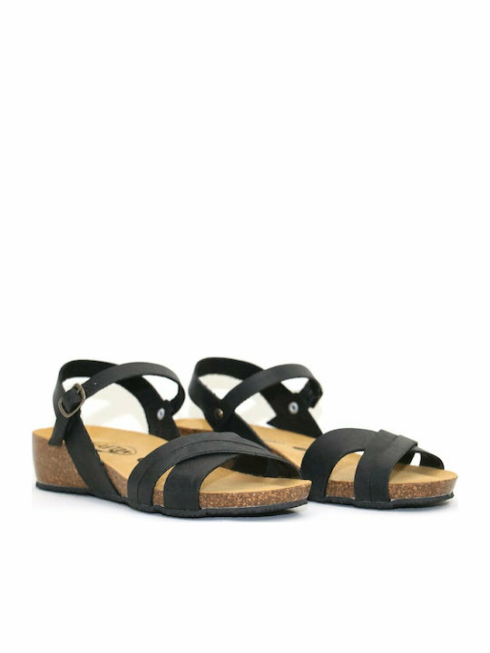 Anatomic Women's Leather Ankle Strap Platforms Black