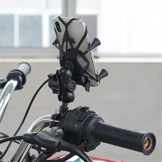 Mount Phone Motorcycle with Adjustable Arm for Steering Wheel and USB charger