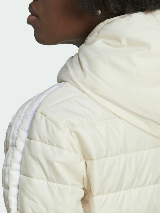 Women's Short Puffer Jacket for Spring or Autumn with Hood Wonder White