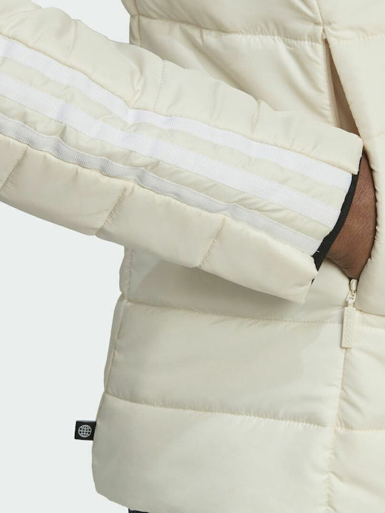 Women's Short Puffer Jacket for Spring or Autumn with Hood Wonder White