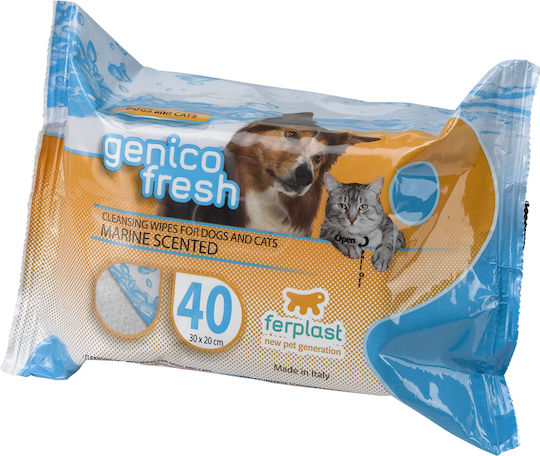 Ferplast Genico Fresh 40 Dog & Cat Wipes for Body Cleansing with Green Tea Alcohol Free