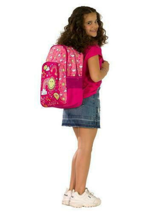 Must Smiley School Bag Backpack Junior High-High School in Pink color 25lt