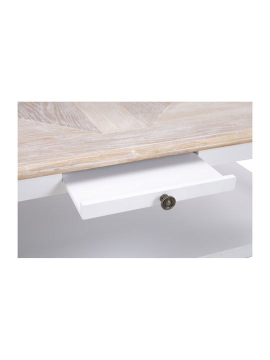 Rechteckiger Zentral Kaffeetisch History Holz Weiß - Natur M125xB64xH50cm