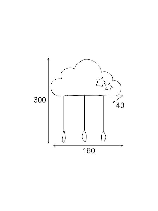 Aca Σύννεφο Candelabru Lumină de tavan pentru copii Agățat din material textil Πολύχρωμο