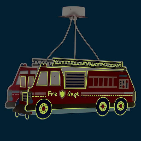 Ango Firetruck Μονόφωτο Παιδικό Φωτιστικό Κρεμαστό από Πλαστικό 240W με Υποδοχή E27 Κόκκινο 52x22cm